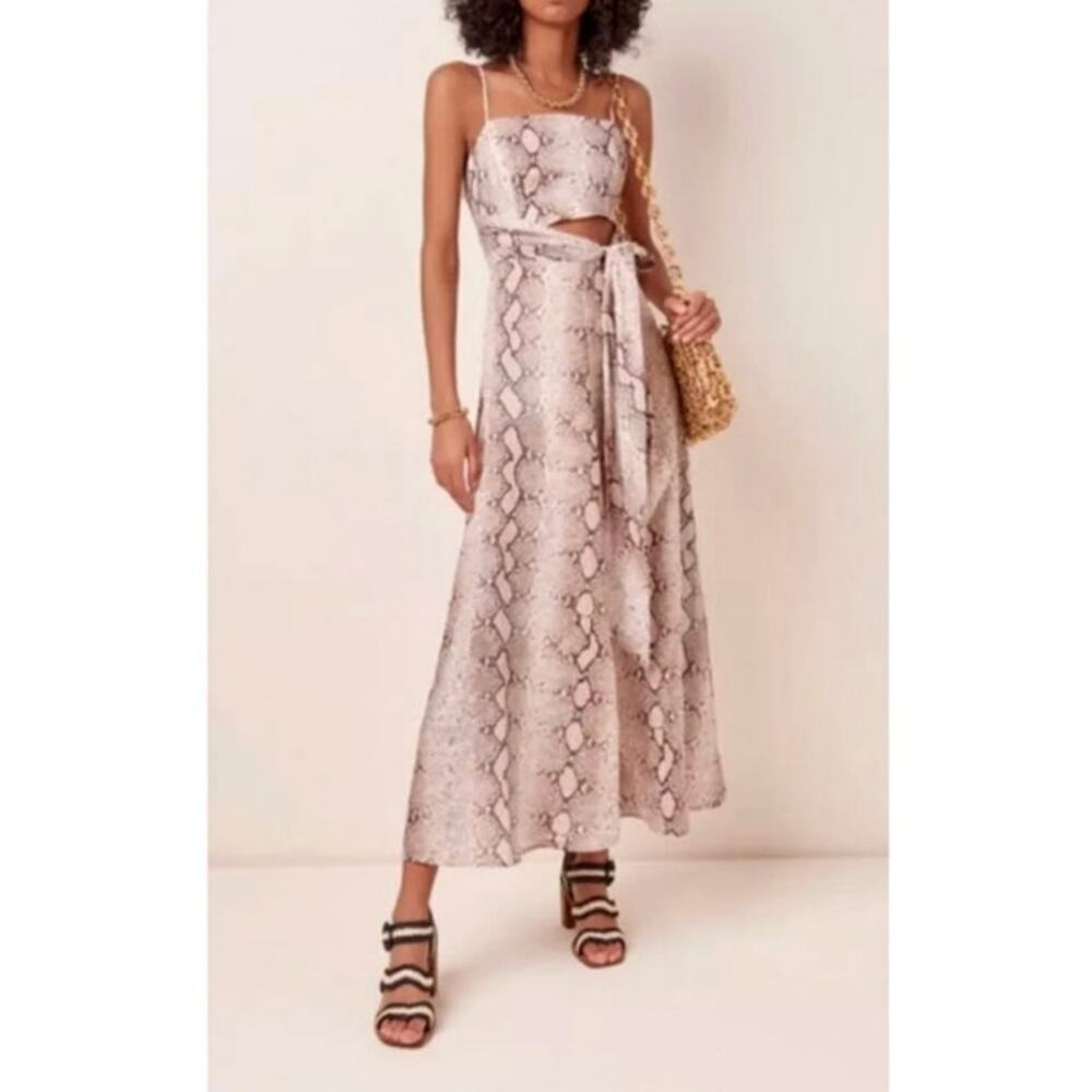 Zimmermann Beige Snake-Print Midi Dress
